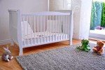 White Sleigh Baby Cot Bed with Foam Mattress