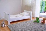White Sleigh Baby Cot Bed with Foam Mattress