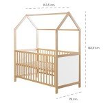 Convertible Wooden House Bed for Kids 70x140 cm