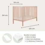 Mokee Mini Cot Bed Bundle - Natural Beech 4-in-1