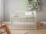 White Baby Dropside Cot Bed with Foam Mattress