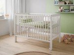 White Baby Dropside Cot Bed with Foam Mattress