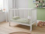 White Baby Dropside Cot Bed with Foam Mattress