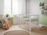 White Baby Dropside Cot Bed with Foam Mattress