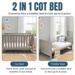Caro Grey Wash Convertible Cot Bed with Teething Rail