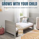 Caro Grey Wash Convertible Cot Bed with Teething Rail