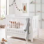 White Babymore Eva Sleigh Cot Bed with Mattress