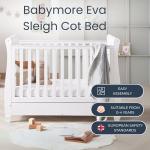 White Babymore Eva Sleigh Cot Bed with Mattress