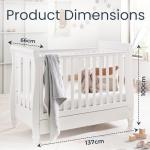 White Babymore Eva Sleigh Cot Bed with Mattress