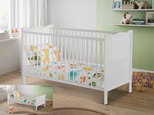 White Solid Wood Convertible Baby Cot Bed