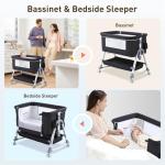 4 in 1 Bedside Crib with Changing Table, Wheels