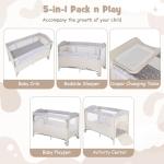 COSTWAY 5-in-1 Folding Baby Travel Cot