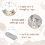 COSTWAY 5-in-1 Folding Baby Travel Cot