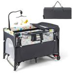COSTWAY 5-in-1 Travel Cot with Bassinet & Toys
