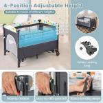 COSTWAY 5-in-1 Travel Cot with Bassinet & Toys