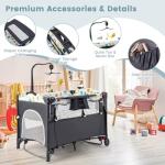 COSTWAY 5-in-1 Travel Cot with Bassinet & Toys