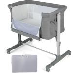 3-in-1 Baby Bedside Crib with Mattress and Wheels