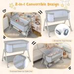 Costway Baby Bedside Crib with Mattress and Storage