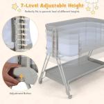 Costway Baby Bedside Crib with Mattress and Storage