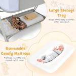 Costway Baby Bedside Crib with Mattress and Storage