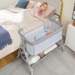 Costway Baby Bedside Crib with Mattress and Storage