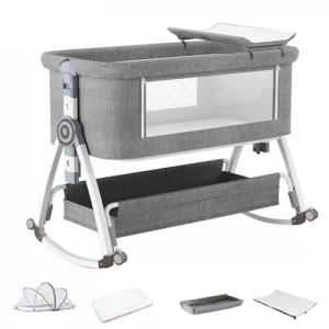 Adjustable Bedside Crib with Storage and Changing Table