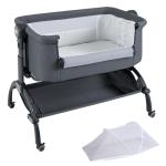 Adjustable Baby Bedside Crib with Mattress and Net