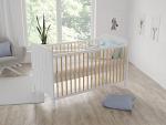 MADDOX Adjustable Cot Bed 140x70cm - White/Pine