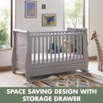 Babymore Stella Sleigh Cot Bed with Drawer