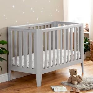 Babymore Iris Grey Cot Bed - Solid Pine Wood