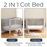 Babymore Iris Grey Cot Bed - Solid Pine Wood
