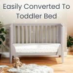 Babymore Iris Grey Cot Bed - Solid Pine Wood