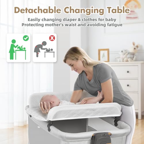 4-in-1 Bedside Crib with Changing Table and Sleeper