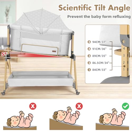 4-in-1 Bedside Crib with Changing Table and Sleeper