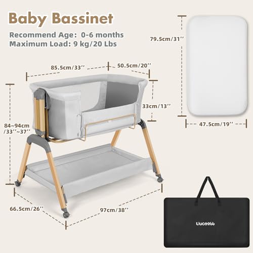 4-in-1 Bedside Crib with Changing Table and Sleeper