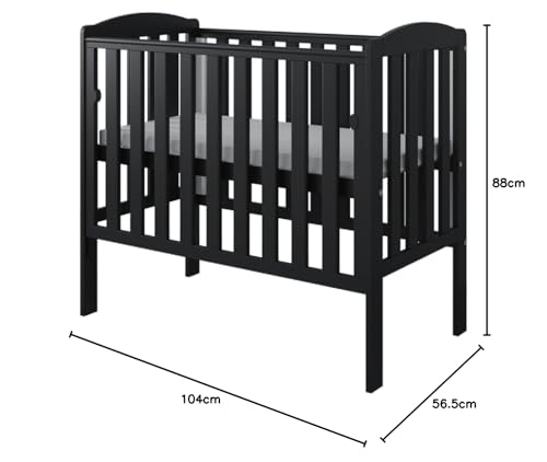 Viculii Waffi Space Saver Baby Mini Cot (Black)