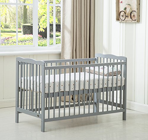 MCC Brooklyn Baby Cot Crib, Water-Repellent Mattress - Grey