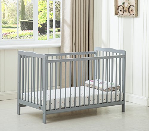 MCC Brooklyn Baby Cot Crib, Water-Repellent Mattress - Grey