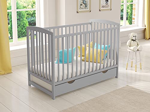 JACOB Wooden Baby Cot Bed with Deluxe Aloe Vera Mattress