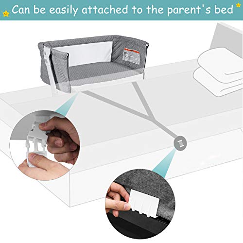 COSTWAY Bedside Sleeper Bassinet Cot, Breathable Mesh, Wheels