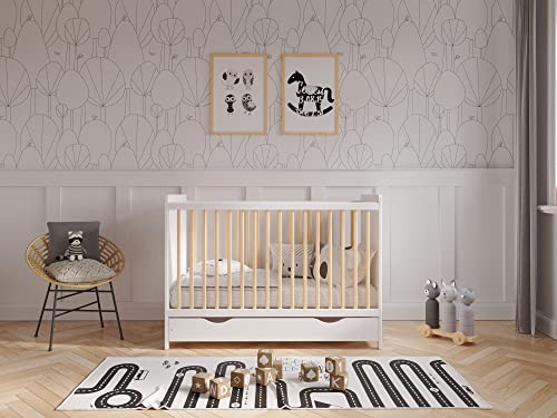 TOKYO Wooden Baby Cot Bed with Safety Barrier