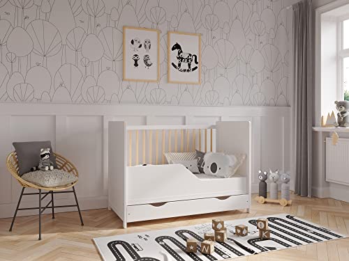 TOKYO Wooden Baby Cot Bed with Safety Barrier