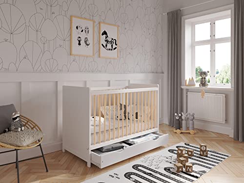 TOKYO Wooden Baby Cot Bed with Safety Barrier