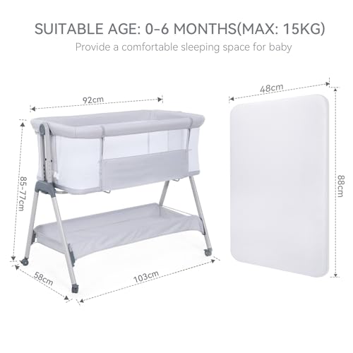 3-in-1 Baby Crib Bedside Sleeper Portable Cot
