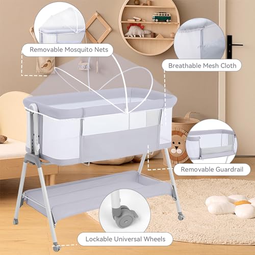 3-in-1 Baby Crib Bedside Sleeper Portable Cot