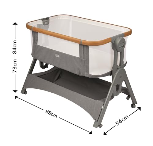 Baba Bing Bedside Crib & Travel Cot, 2-in-1 Grey