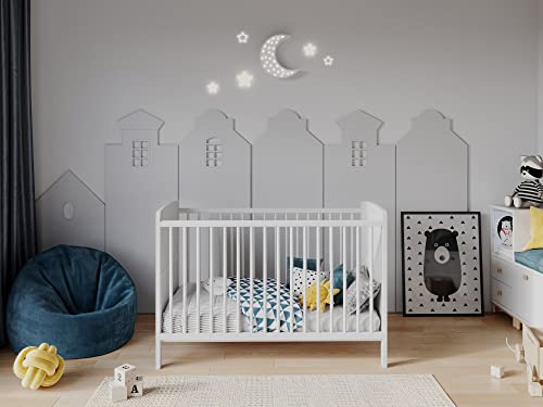 TIMON Convertible Wooden Baby Cot Bed 120x60cm & Deluxe Aloe Vera Foam Mattress (White)