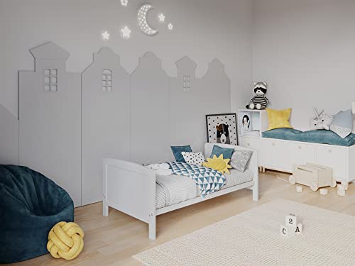 TIMON Convertible Wooden Baby Cot Bed 120x60cm & Deluxe Aloe Vera Foam Mattress (White)