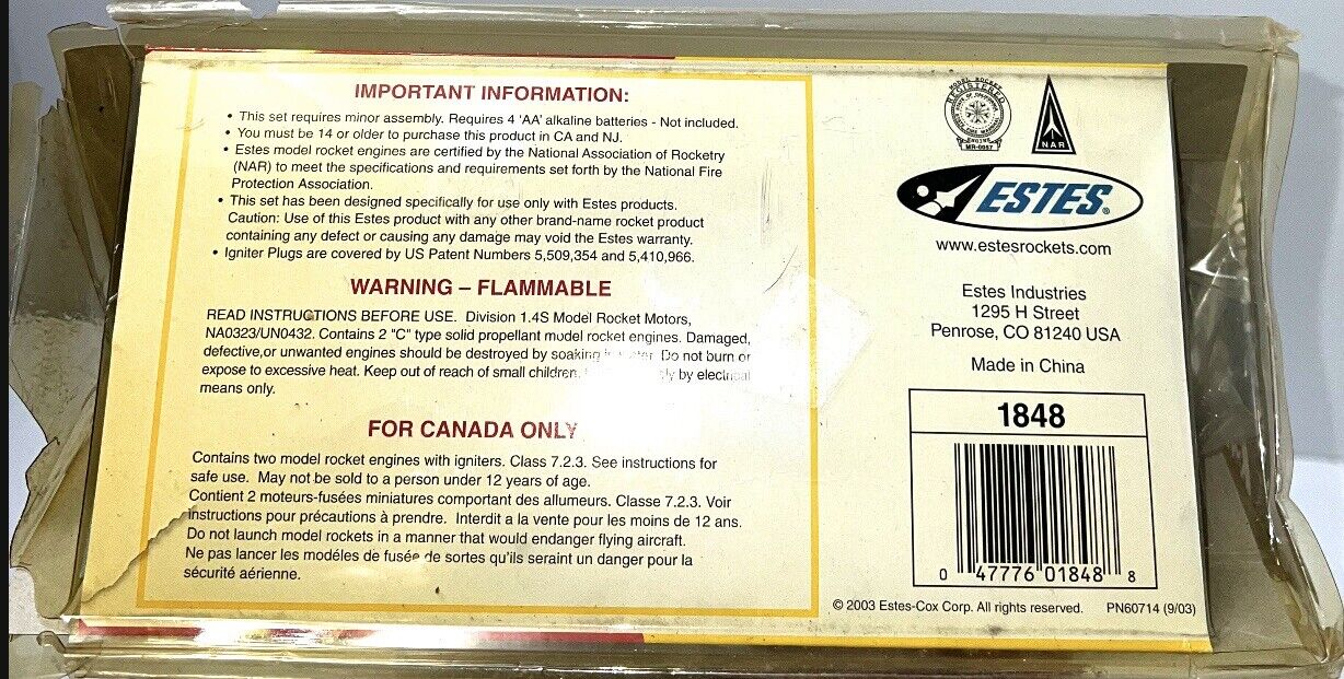 ESTES SNAPSHOT Rocket Camera, 500ft photos