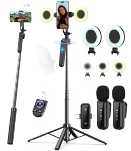 Vlogging Kit with Tripod, Light, and Microphone